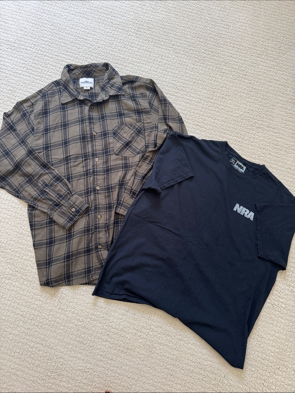 Olive Plaid Button-Down Shirt for Men - Casual Long Sleeve Bundle of 2